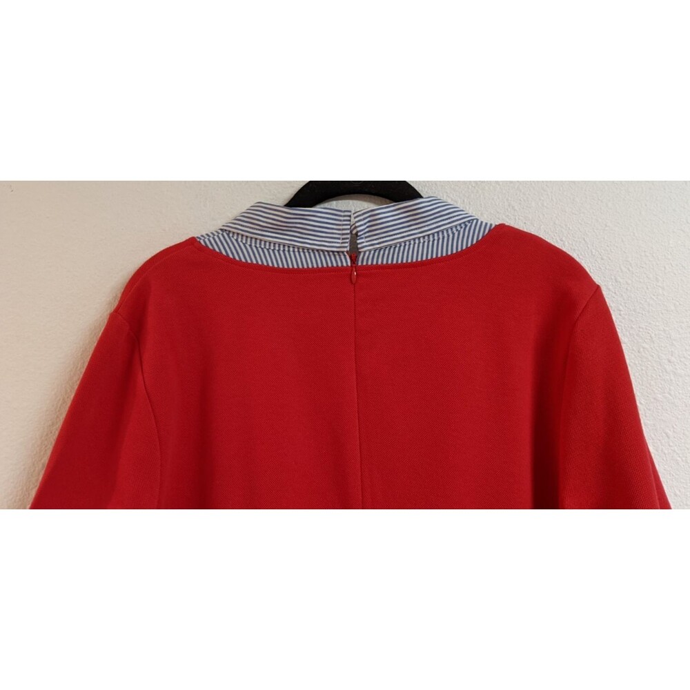 NEW~Women's TALBOTS Red Pique Cotton Layered Look Collared Shirt Dress Size 1X - Picture 10 of 16
